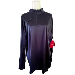 Reebok Men's Long Sleeve Performance Half Zip Extra Large Blue Mock Turtle Neck